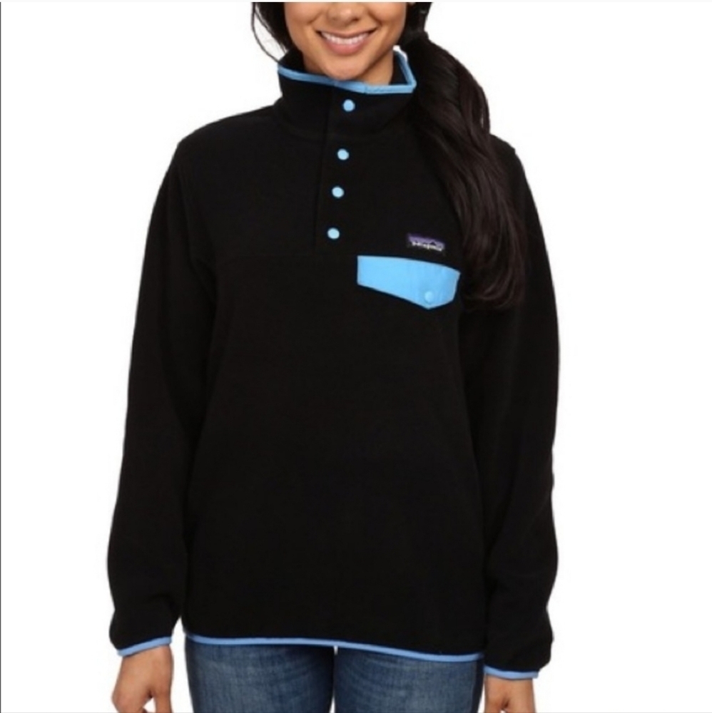 Patagonia Women's Black Lightweight Synchilla Snap-T Fleece Pullover Size Small - Picture 1 of 12
